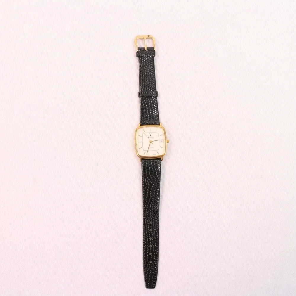 Vintage 1980s VALENTINO Roberto New Old Stock Tank Gold Plated Quartz 25mm Watch
